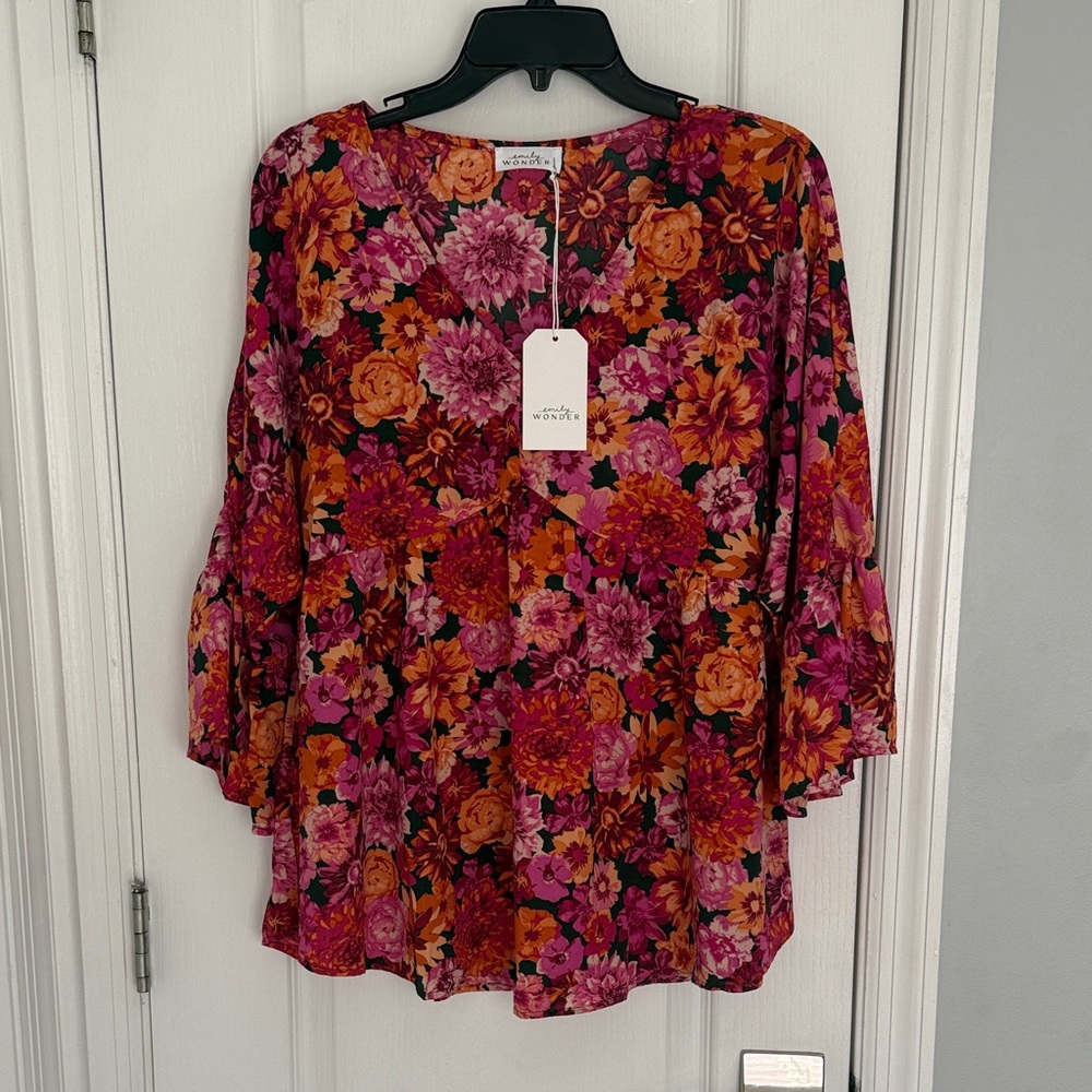 Emily Wonder Floral Blouse with Bell Sleeves